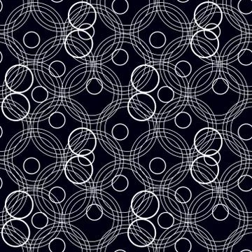 Seamless pattern. Abstract background with white circles. Black and white pol Stock Illustration