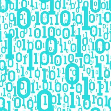 Seamless pattern with abstract binary code, digital matrix background Stock Illustration