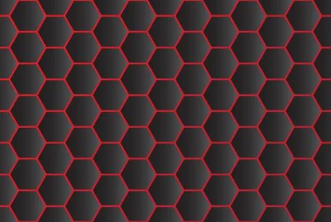 Seamless pattern of abstract black hexagon background with red line Illustrazione stock