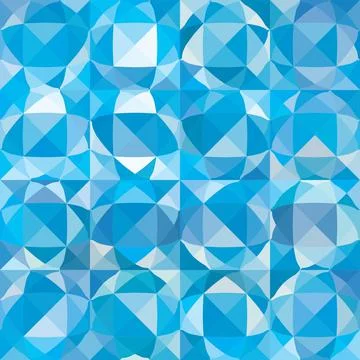 Seamless pattern abstract blue colors texture triangles squares and circles Stock Illustration