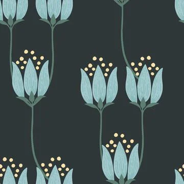 Seamless pattern abstract blue flowers vector illustration Illustrazione stock