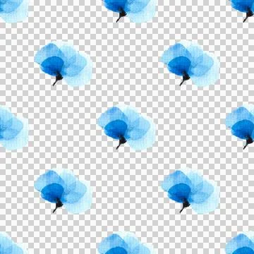 Seamless pattern of abstract blue flowers isolated on white background Stock Illustration