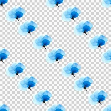 Seamless pattern of abstract blue flowers isolated on white background 스톡 일러스트