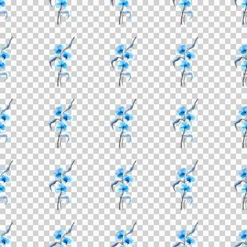 Seamless pattern of abstract blue flowers isolated on white background 스톡 일러스트
