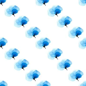 Seamless pattern of abstract blue flowers isolated on white background 스톡 일러스트