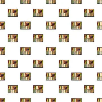 Seamless pattern with abstract bookshelves displaying literature Illustrazione stock