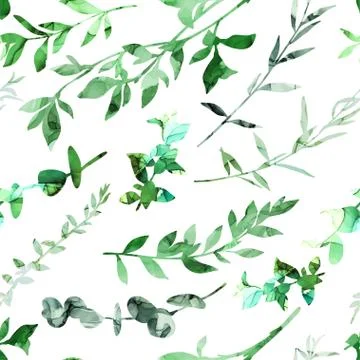 Seamless pattern with abstract branches and leaves Stock Illustration