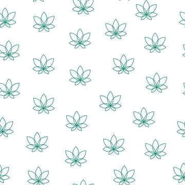 Seamless pattern of abstract cannabis leaf in modern style on a white backgro Stock Illustration