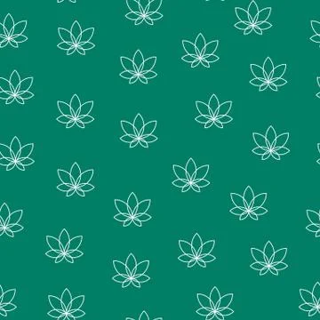 Seamless pattern of abstract cannabis leaf in modern style on a green backgro Stock Illustration