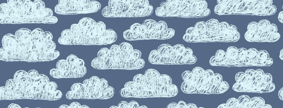 Seamless pattern with abstract cartoon clouds. Cute kid seamless pattern. Han イラスト素材