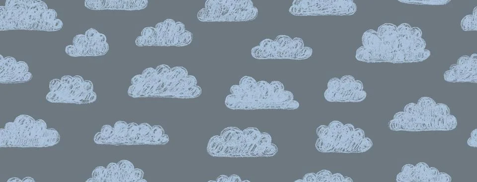 Seamless pattern with abstract cartoon clouds. Cute kid seamless pattern. Han Stock Illustration