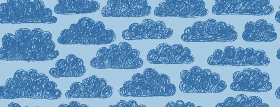 Seamless pattern with abstract cartoon clouds. Cute kid seamless pattern. Han Stock Illustration