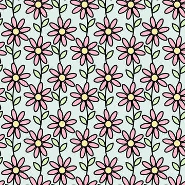 Seamless pattern of abstract chamomile flowers in trendy pale shades. Springtime Stock Illustration