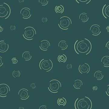 Seamless pattern, abstract circle on dark green background, vector illustrati Stock Illustration