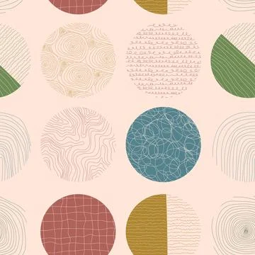 Seamless pattern with abstract circles and shapes. Stock Illustration