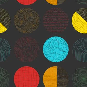 Seamless pattern with abstract circles and shapes. イラスト素材