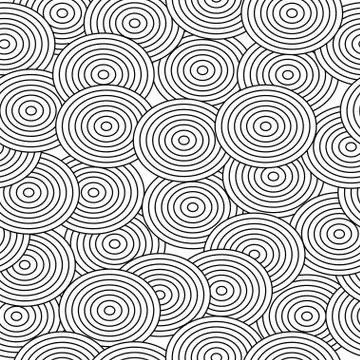 Seamless pattern with abstract circles black and white Stock Illustration