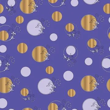 Seamless pattern with abstract circles on blue background vector Illustrazione stock