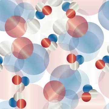 Seamless pattern with abstract circles in blue and red colors Stock Illustration