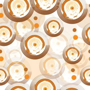Seamless pattern with abstract circles in brown colors Stock Illustration