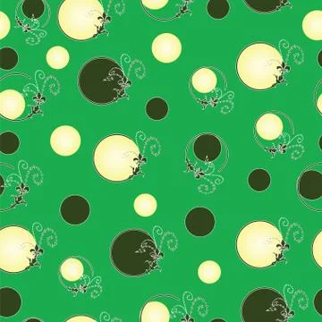 Seamless pattern with abstract circles on green background Stock Illustration