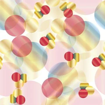 Seamless pattern with abstract circles in red and yellow colors Stock Illustration