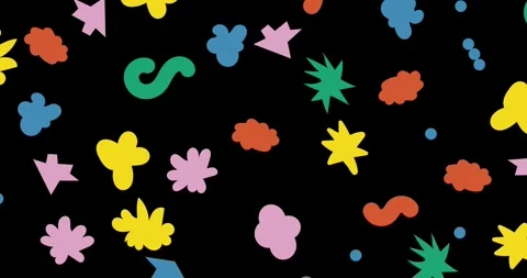 Seamless pattern of abstract cloud and flower shapes sticker pack. Groovy fu Stock Footage 252156355