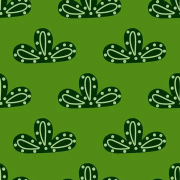 Seamless pattern abstract clouds on green background. Vector geometric templa 스톡 일러스트