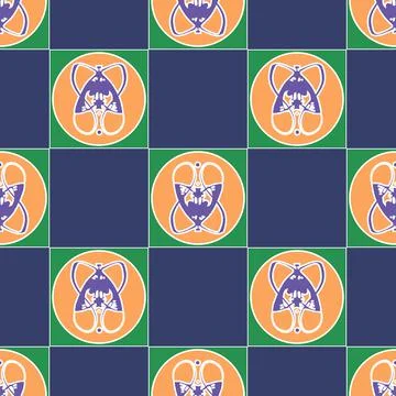 Seamless pattern with abstract colored Art Nouveau floral style Illustrazione stock