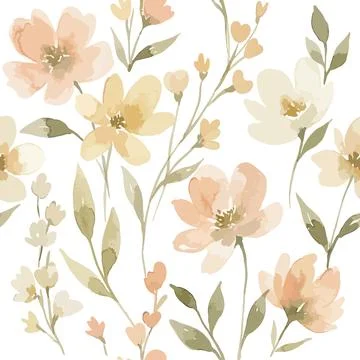 Seamless pattern of abstract colorful flowers and leaves vector floral back.. 스톡 일러스트