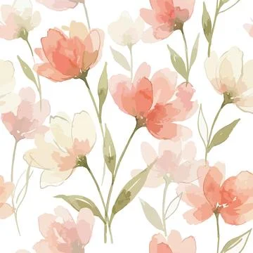 Seamless pattern of abstract colorful flowers and leaves vector floral backgr イラスト素材