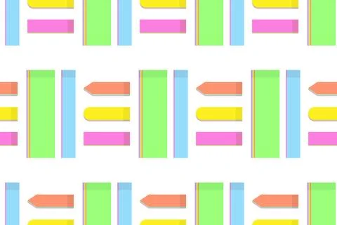 Seamless pattern of abstract colorful office paper note stickers of various Illustrazione stock