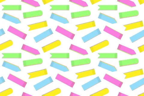 Seamless pattern of abstract colorful office paper note stickers of various Stock Illustration