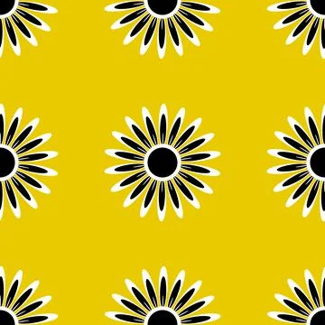 Seamless pattern of abstract colors of white and black on a yellow background Stock Illustration