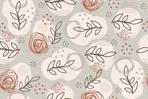 Seamless pattern of abstract creative botanical elements vector Stockillustratie