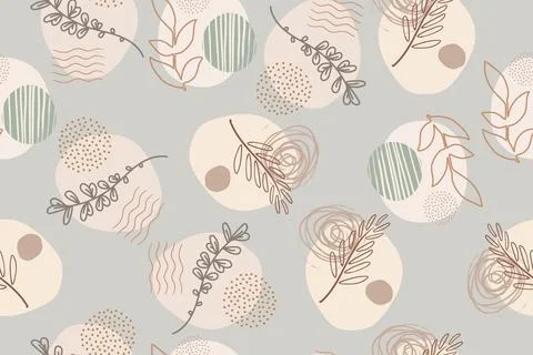 Seamless pattern of abstract creative leaves and spots vector Illustrazione stock