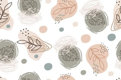 Seamless pattern of abstract creative leaves and spots vector background 스톡 일러스트