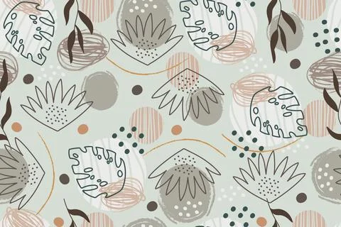 Seamless pattern abstract creative leaves and elements vector background Stockillustratie