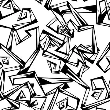 Seamless pattern of abstract curls with corners. Stock Illustration