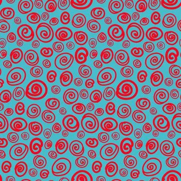 Seamless pattern abstract curls red blue color. Pattern of small design eleme Stock Illustration