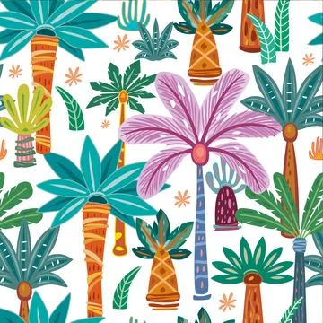 Seamless Pattern with abstract decorative Palms Stock Illustration