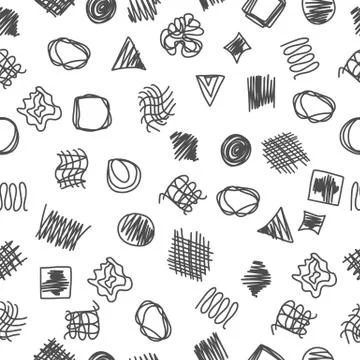 Seamless pattern of abstract doodle elements. Endless background of hand draw Stock Illustration