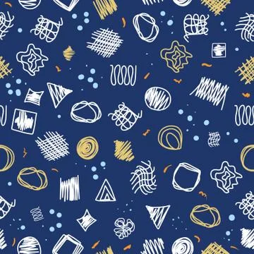 Seamless pattern of abstract doodle elements. Endless background of hand draw Illustrazione stock