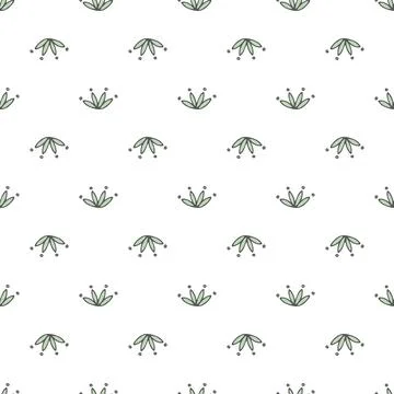 Seamless pattern with abstract doodle flower on white background. Vector repe Stock Illustration