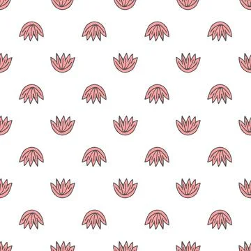 Seamless pattern with abstract doodle flower on white background. Vector repe Stock Illustration