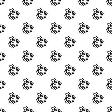 Seamless pattern with abstract doodle flower outlines Illustrazione stock