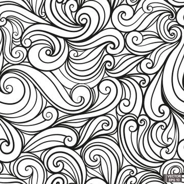 Seamless pattern with abstract doodle lines wavy and curls. Stockillustratie