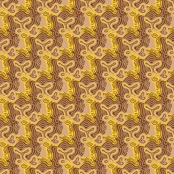 Seamless pattern with abstract doodle ornaments. Vector texture. Stock Illustration