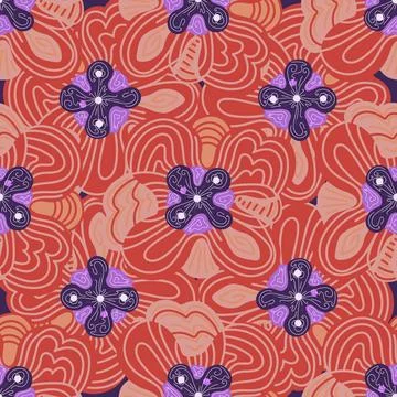 Seamless pattern with abstract doodle ornaments. Vector texture. Stock Illustration