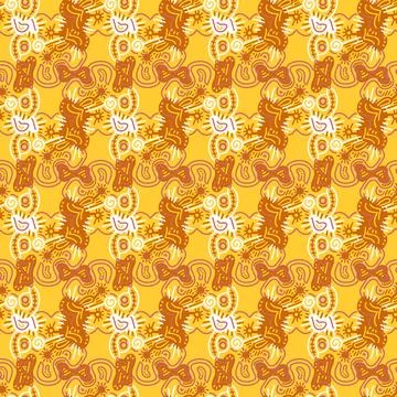 Seamless pattern with abstract doodle ornaments. Vector texture. 스톡 일러스트